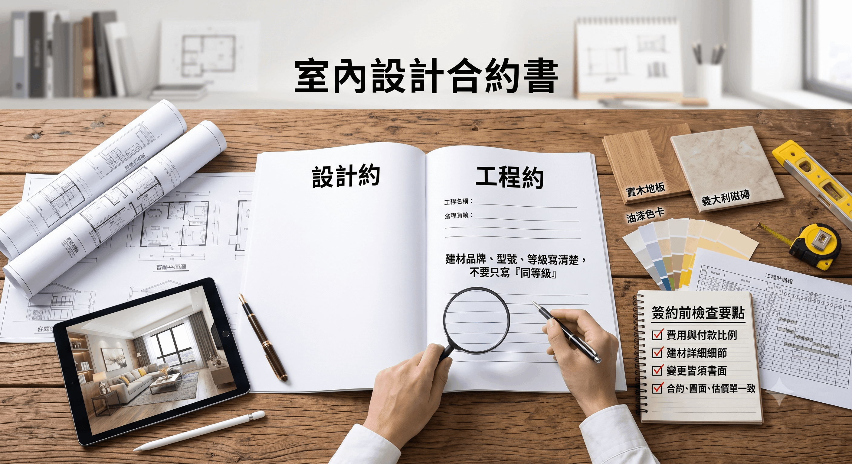 室內設計合約怎麼看？設計約、工程約差在哪，簽約前先檢查這些